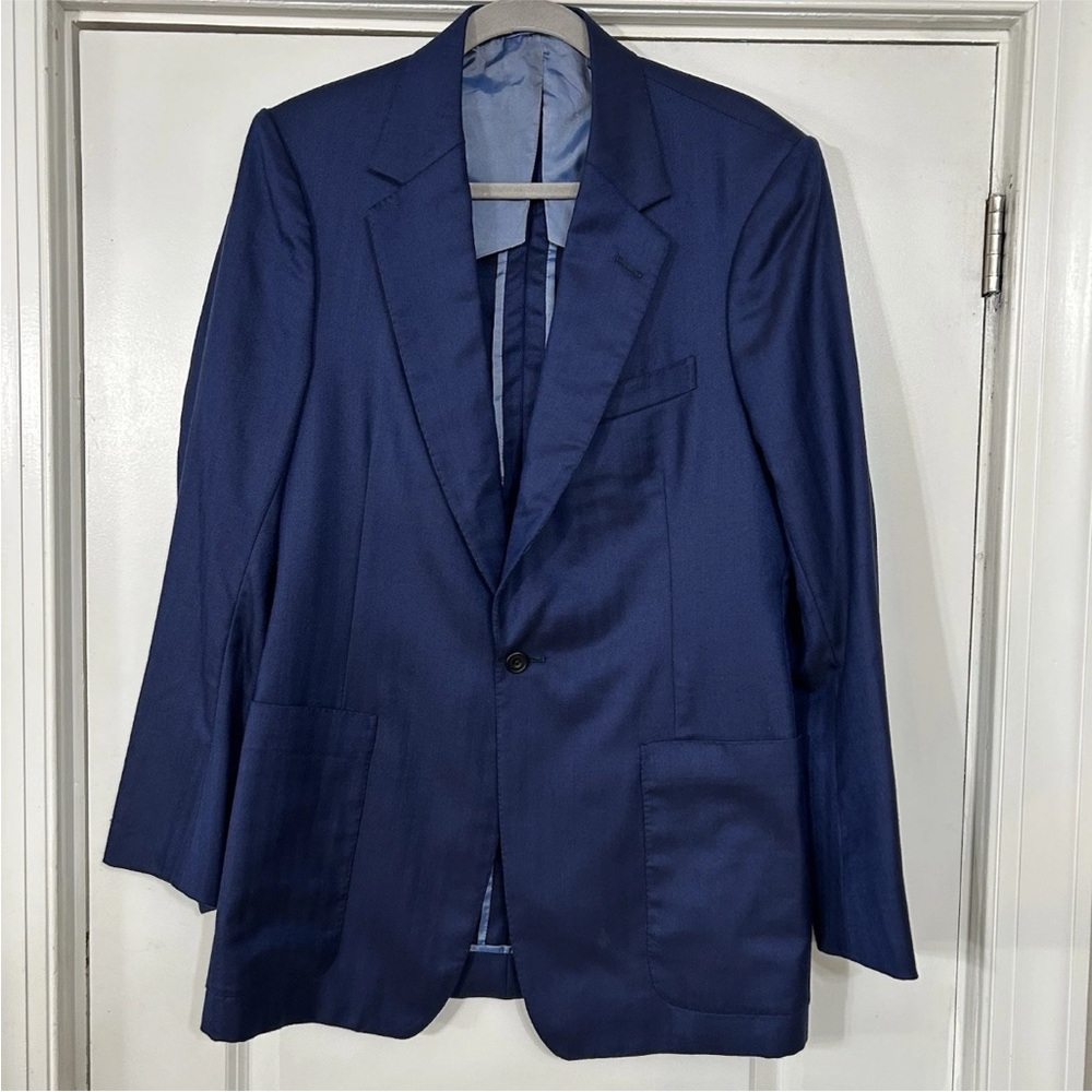 Bespoke Huntsman & Sons Savile
Row Blazer 38R Navy Blue Micro
Herringbone